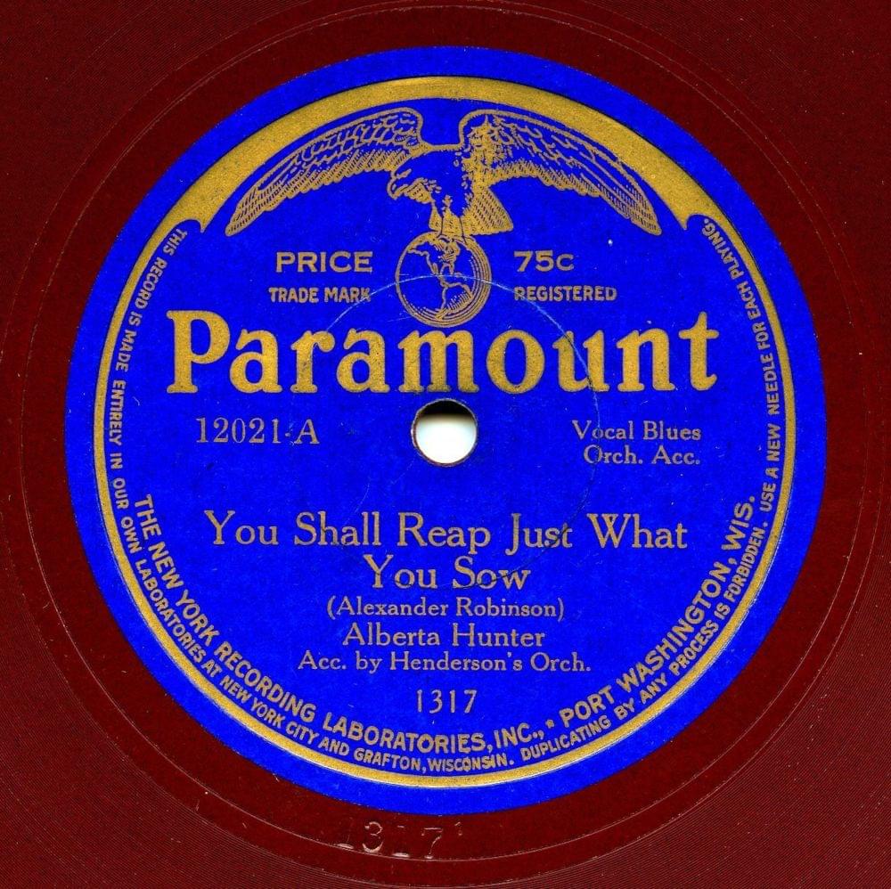 Album cover art for "You Shall Reap Just What You Sow" by Alberta Hunter