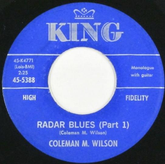 Album cover art for "Radar Blues" by Coleman Wilson