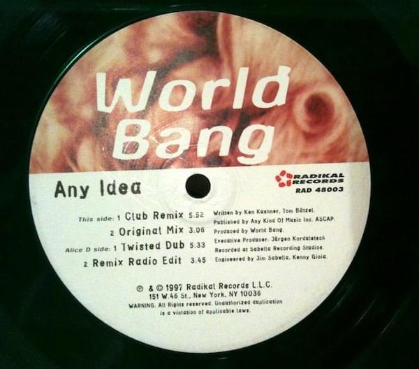 Album cover art for "Any Idea" by World Bang