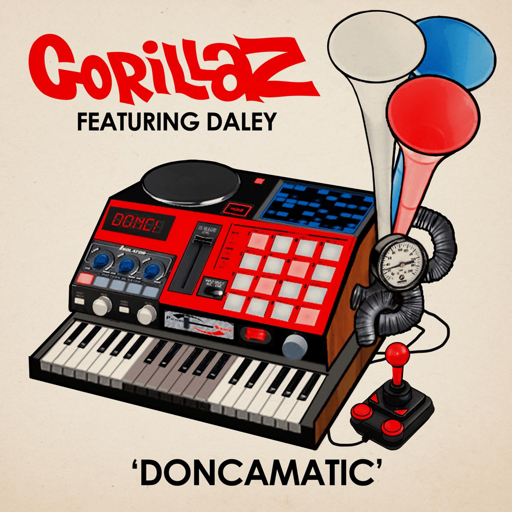 Album cover art for "Doncamatic" by Gorillaz & Daley
