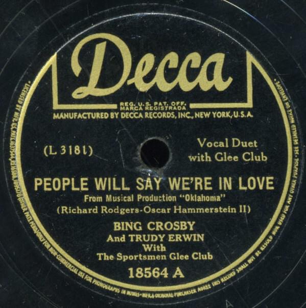 Album cover art for "People Will Say We’re In Love" by Bing Crosby & The Sportsmen Glee Club