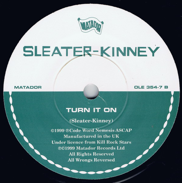 Album cover art for "Turn It On" by Sleater-Kinney