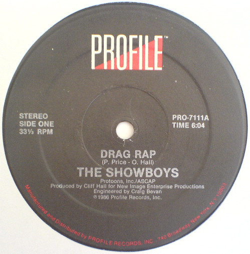 Album cover art for "Drag Rap" by The Showboys