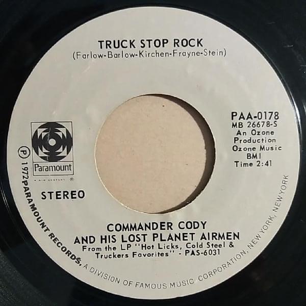 Album cover art for "Truck Stop Rock" by Commander Cody and His Lost Planet Airmen