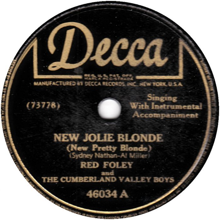 Album cover art for "New Jolie Blonde (New Pretty Blonde)" by Red Foley & The Cumberland Valley Boys