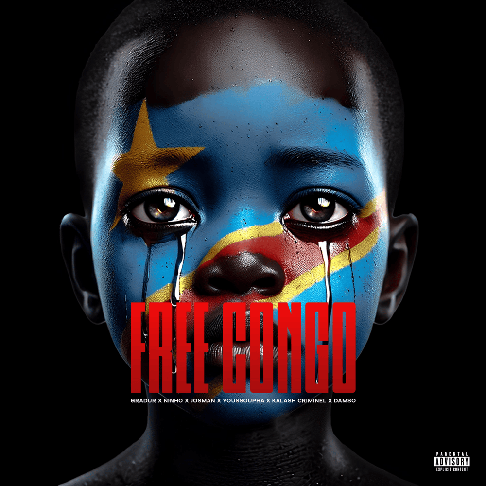 Album cover art for "FREE CONGO" by Gradur & Josman & Youssoupha & Kalash Criminel & Ninho & Damso