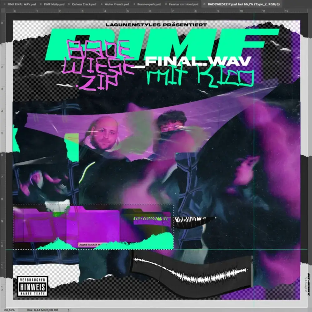 Album cover art for "Badewiese.zip" by PIMF & Kico