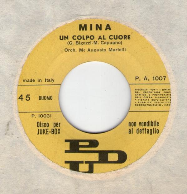 Album cover art for "Un colpo al cuore" by Mina