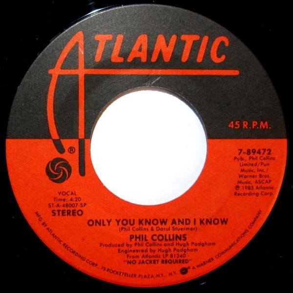 Album cover art for "Only You Know and I Know" by Phil Collins