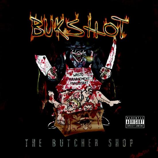 Album cover art for "The Butcher Shop" by Bukshot & CRUCIFIX