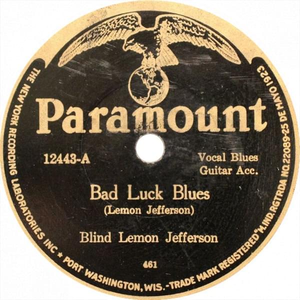Album cover art for "Bad Luck Blues" by Blind Lemon Jefferson