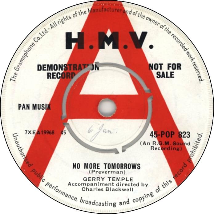 Album cover art for "No More Tomorrows" by Gerry Temple