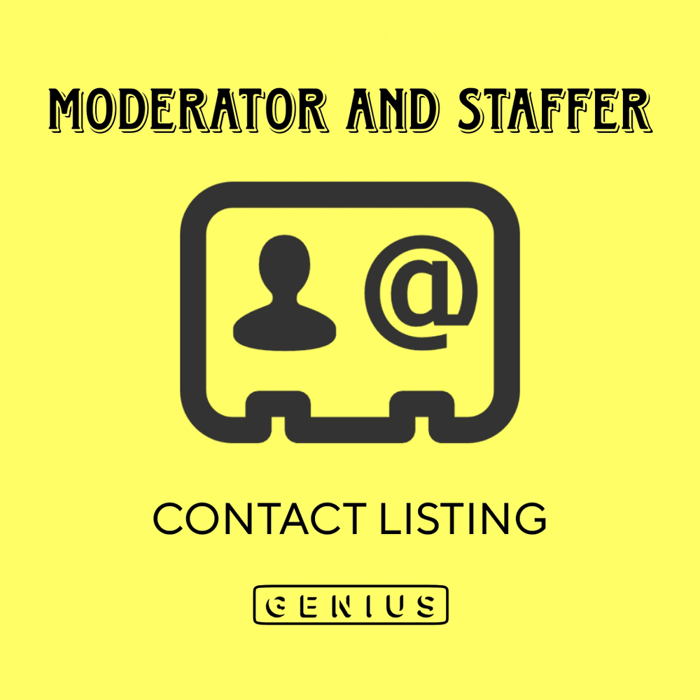 Album cover art for "Moderator and Staffer Contact Listing" by Genius
