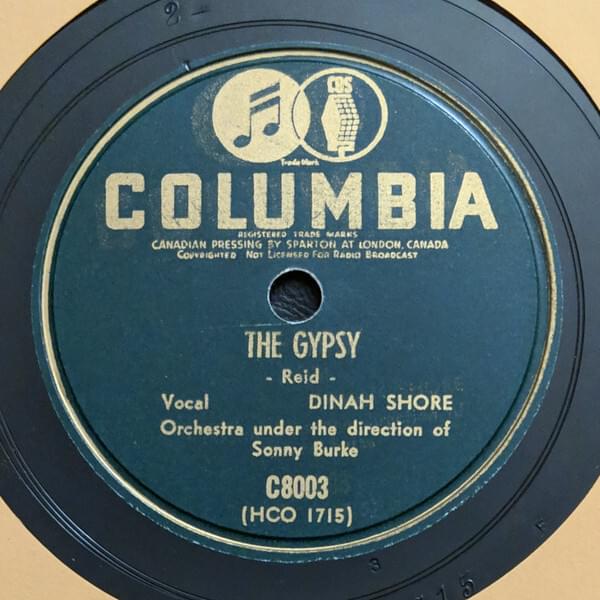 Album cover art for "The Gypsy" by Dinah Shore