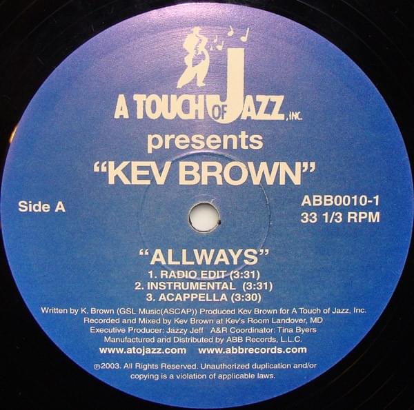 Album cover art for "Allways (Instrumental)" by Kev Brown
