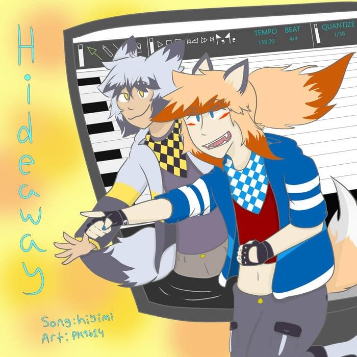 Album cover art for "Hideaway" by Hiyimi & DAINA (Vocaloid) & DEX (Vocaloid)