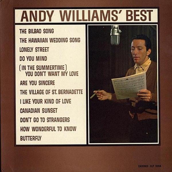 Album cover art for "Are You Sincere?" by Andy Williams