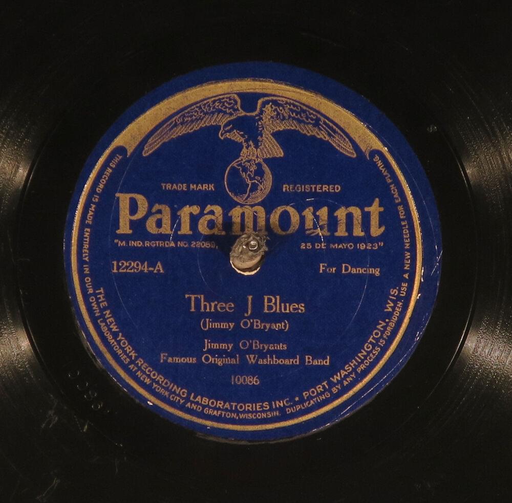 Album cover art for "Three J Blues" by Jimmy O’Bryant’s Washboard Band