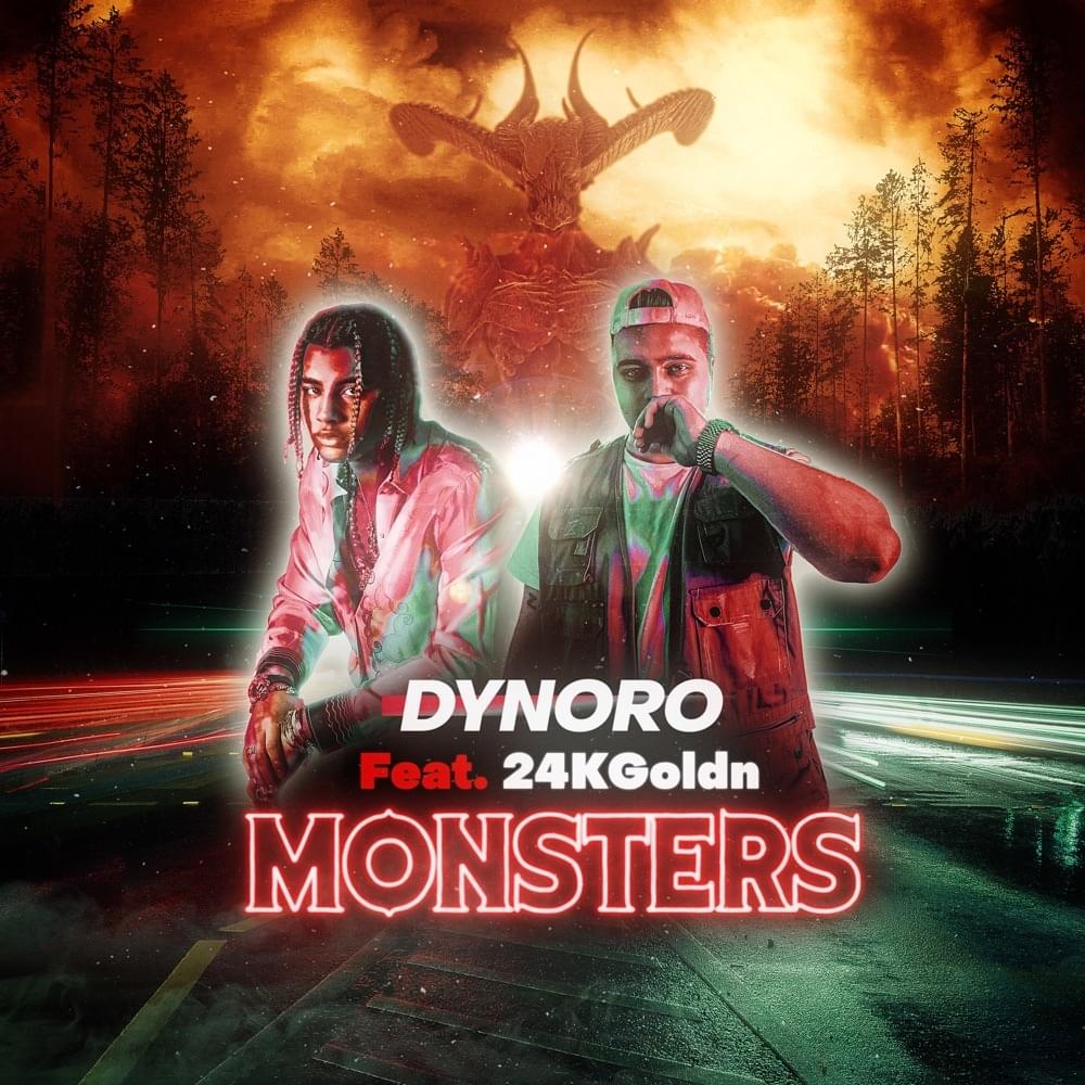 Album cover art for "Monsters" by Dynoro & 24kGoldn