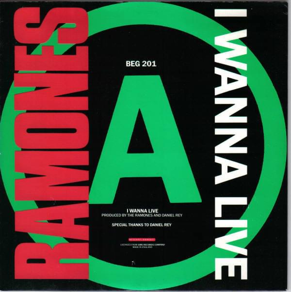 Album cover art for "I Wanna Live" by Ramones