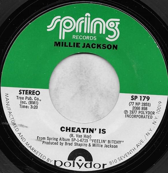 Album cover art for "Cheatin' Is" by Millie Jackson
