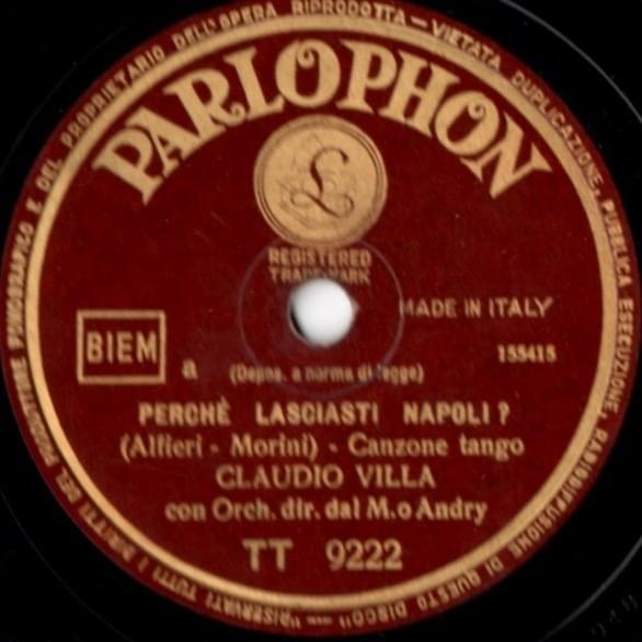 Album cover art for "Perché lasciasti Napoli?" by Claudio Villa