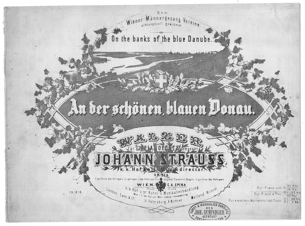 Album cover art for "An der schönen blauen Donau" by Johann Strauss II