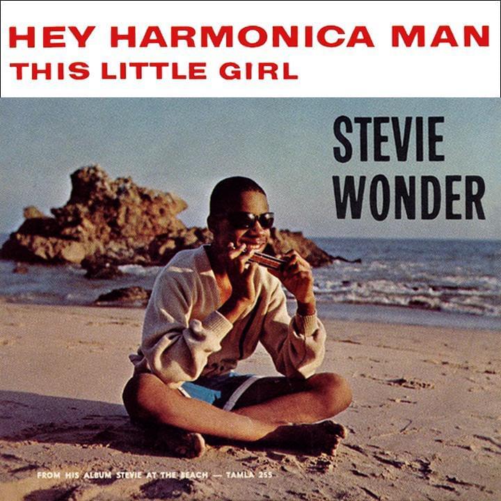 Album cover art for "Hey Harmonica Man" by Stevie Wonder