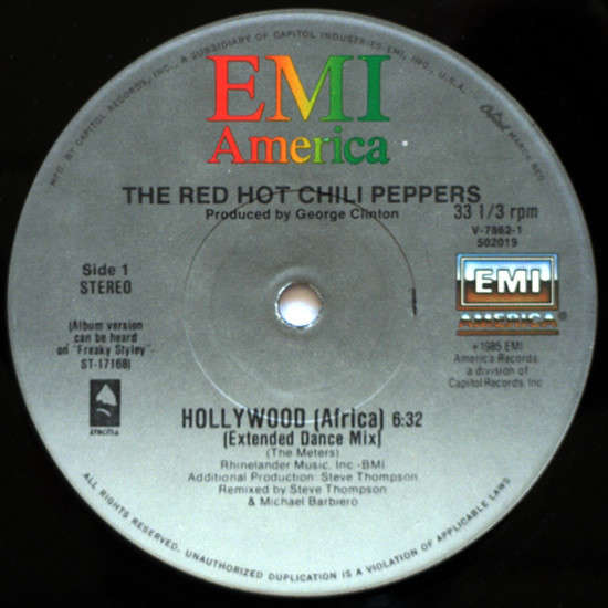 Album cover art for "Hollywood (Africa)" by Red Hot Chili Peppers