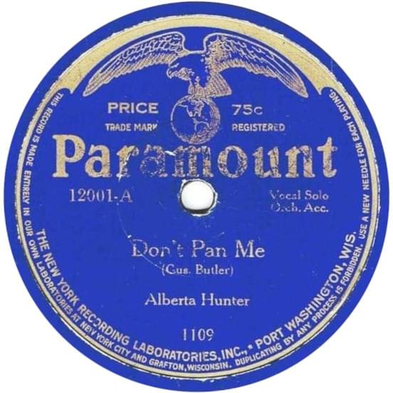 Album cover art for "Don’t Pan Me (Don’t Talk About Me)" by Alberta Hunter