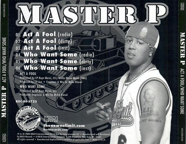 Album cover art for "Act a Fool" by Master P & Lil Jon