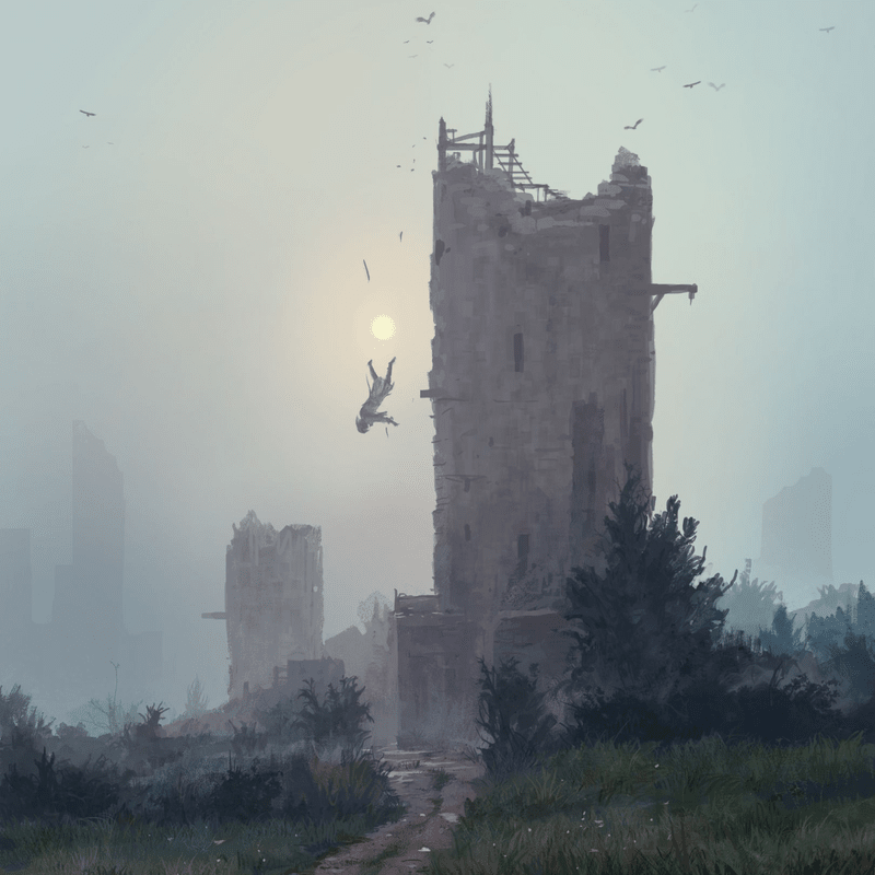 Album cover art for "mroczna wieża" by Kartky