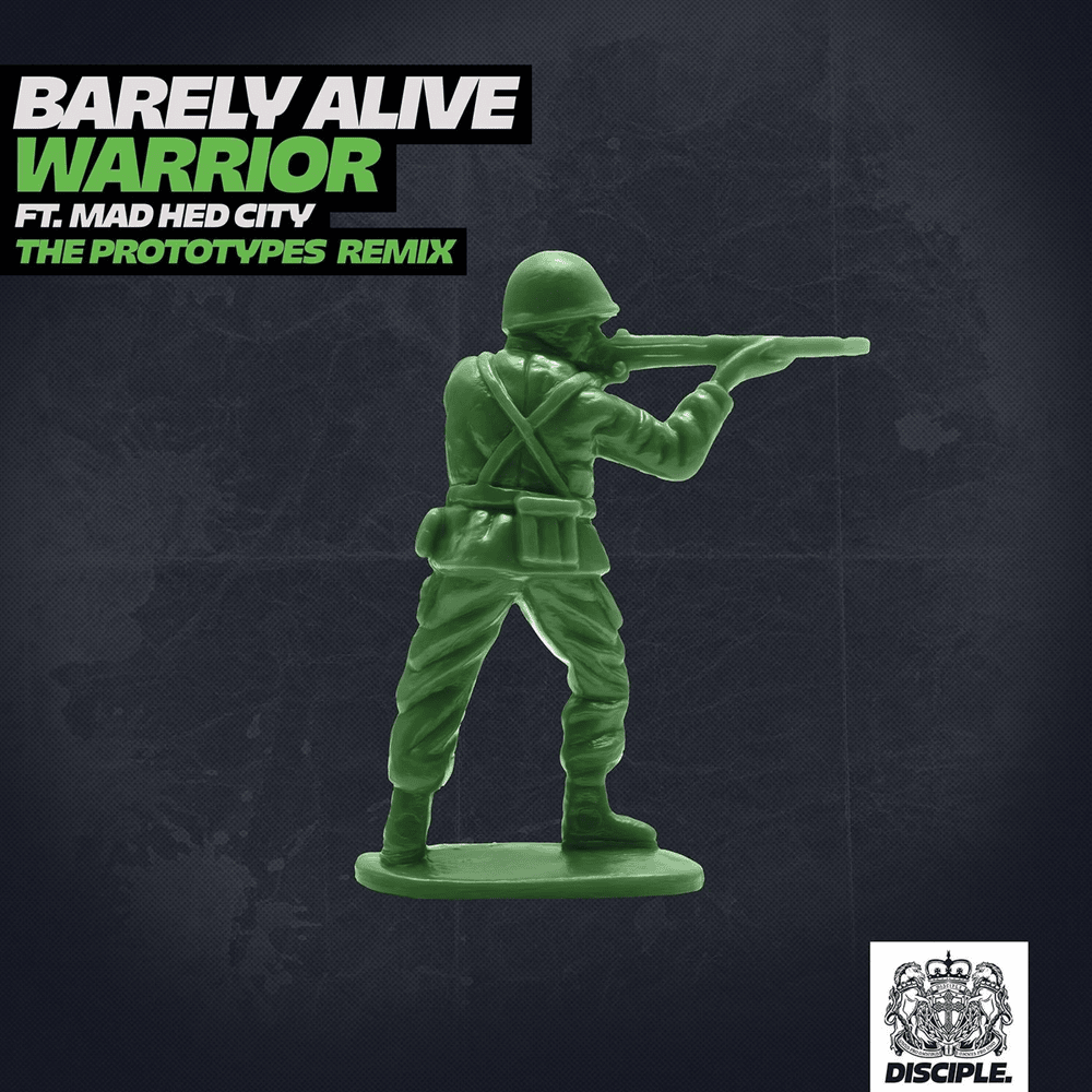 Album cover art for "Warrior (The Prototypes Remix)" by BARELY ALIVE & Mad Hed City