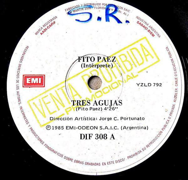 Album cover art for "Tres Agujas" by Fito Páez