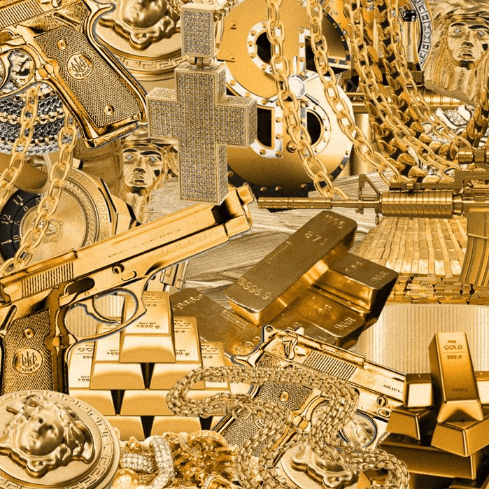 Album cover art for "ЗОЛОТО НА ШЕЕ (GOLD ON THE NECK)" by PRESCO LUCCI