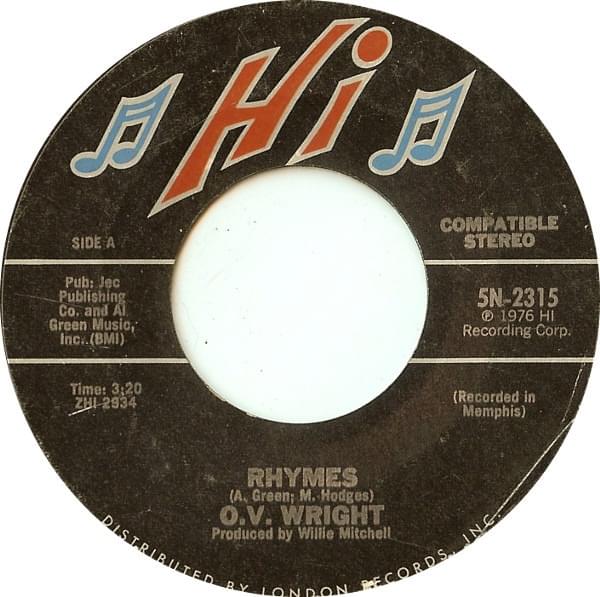 Album cover art for "Rhymes" by O.V. Wright