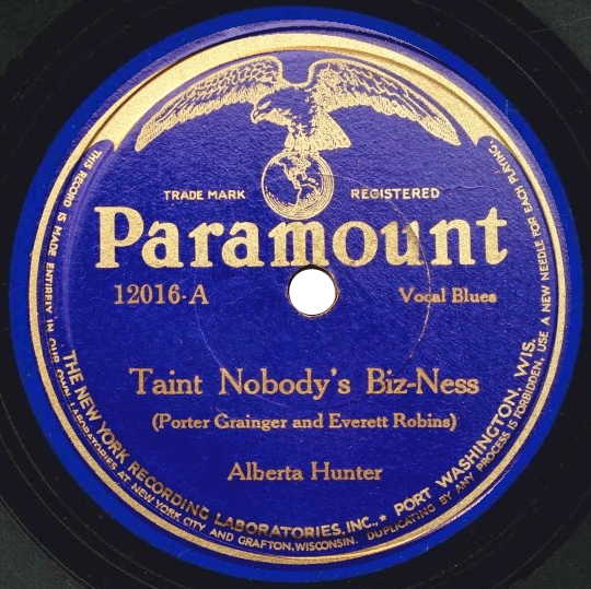 Album cover art for "Tain’t Nobody’s Biz-ness" by Alberta Hunter