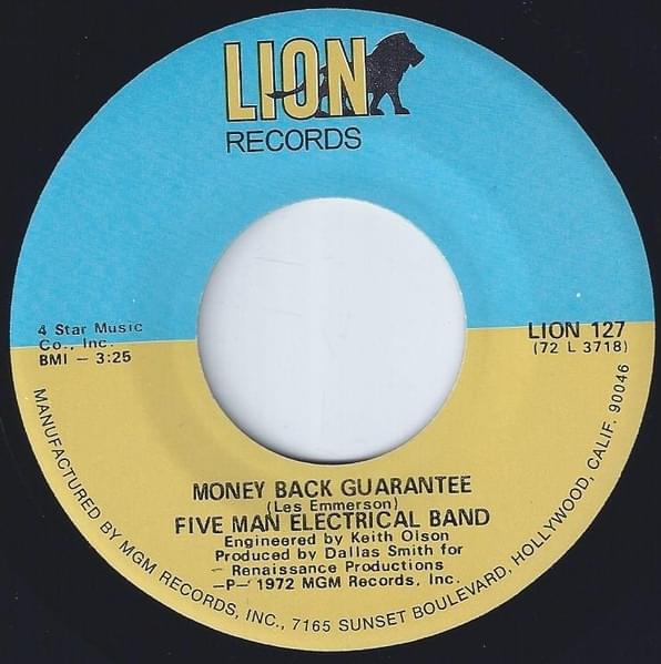 Money Back Guarantee by Five Man Electrical Band