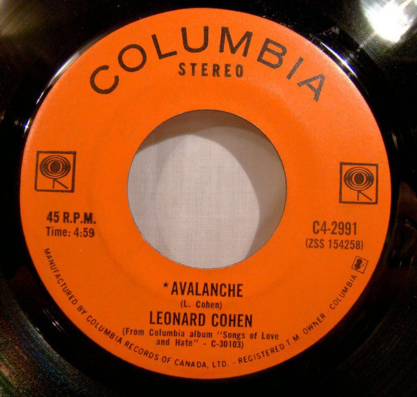 Album cover art for "Avalanche" by Leonard Cohen