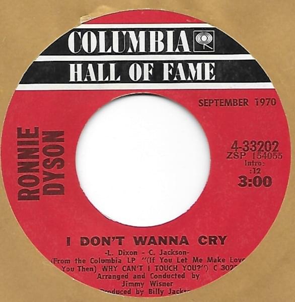 Album cover art for "I Don’t Wanna Cry" by Ronnie Dyson