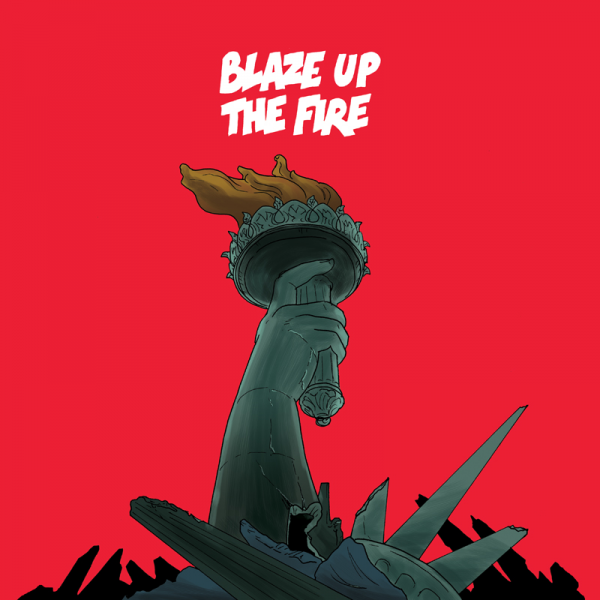 Album cover art for "Blaze Up the Fire" by Major Lazer & Chronixx