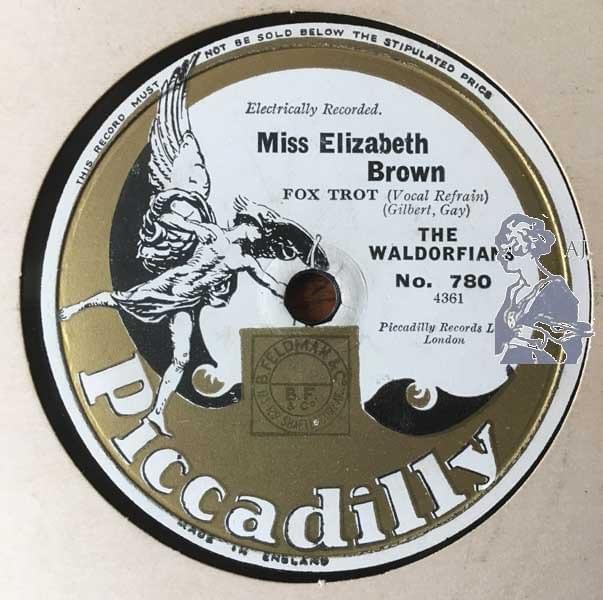 Album cover art for "Miss Elizabeth Brown" by The Waldorfians & Al Bowlly