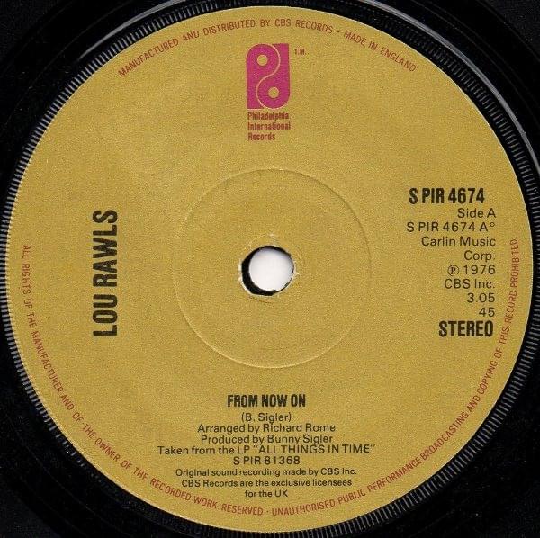 Album cover art for "From Now On" by Lou Rawls