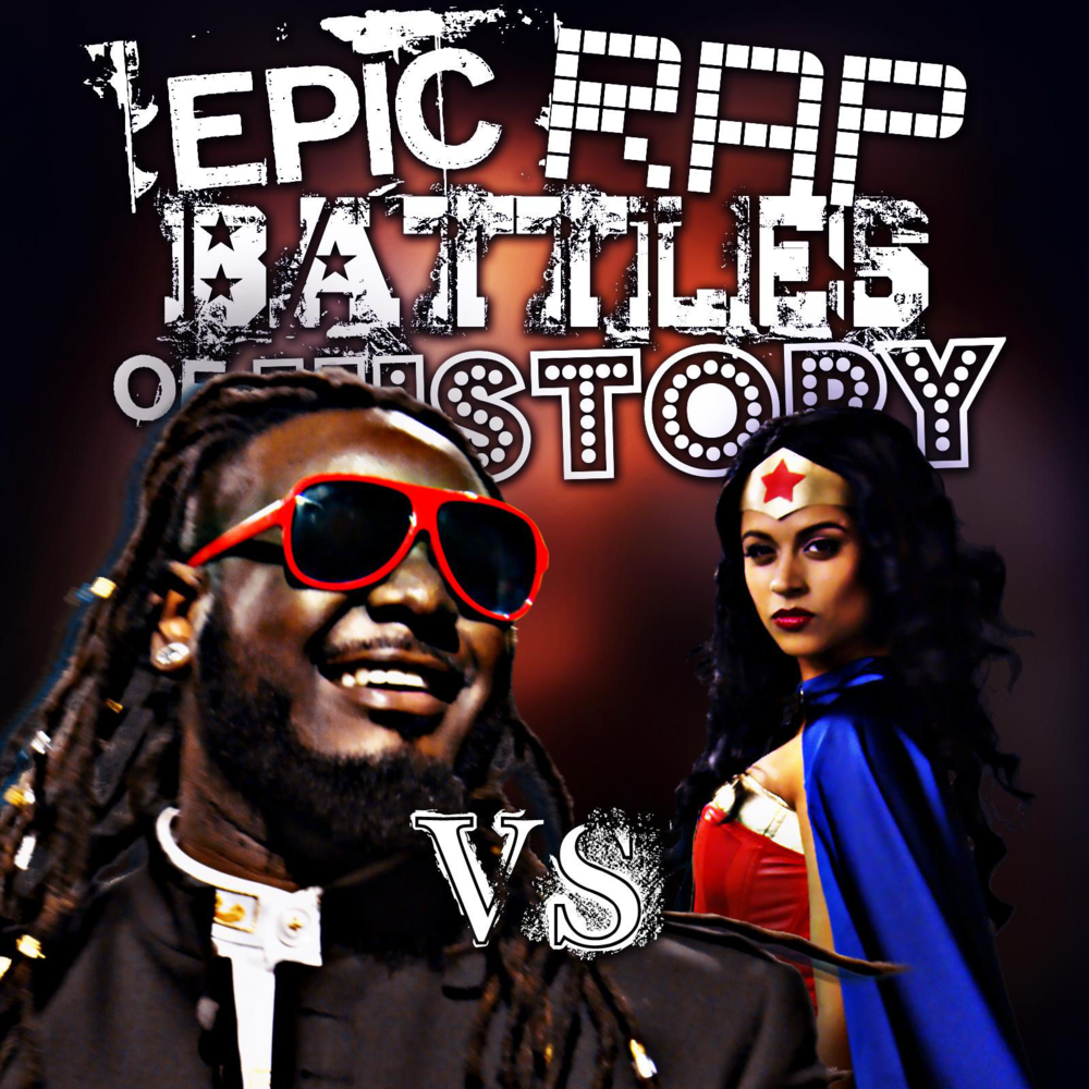Album cover art for "Wonder Woman vs Stevie Wonder" by Epic Rap Battles of History & Lilly Singh & T-Pain