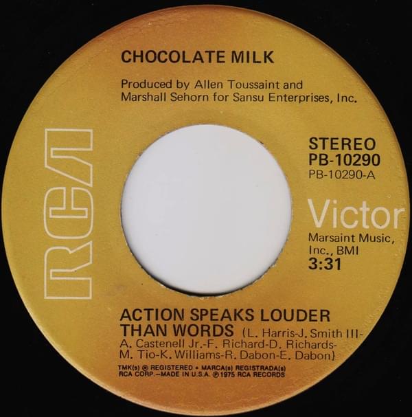 Album cover art for "Action Speaks Louder Than Words" by Chocolate Milk