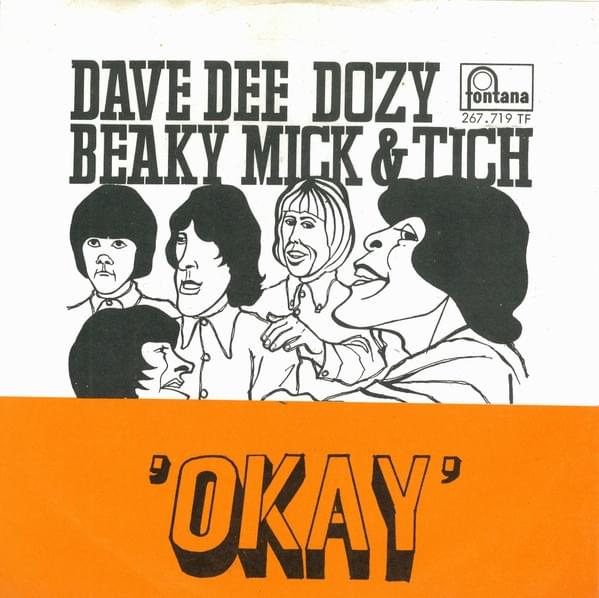 Album cover art for "Okay!" by Dave Dee, Dozy, Beaky, Mick & Tich