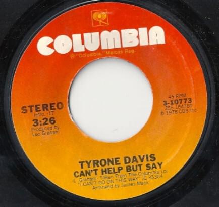 Album cover art for "Can’t Help But Say" by Tyrone Davis