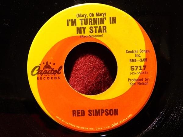 Album cover art for "(Mary, Oh Mary) I’m Turnin’ in My Star" by Red Simpson