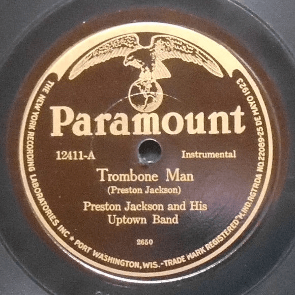 Album cover art for "Trombone Man" by Preston Jackson and His Uptown Band