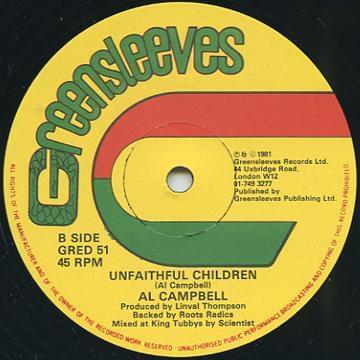 Album cover art for "Unfaithful Children (12" Mix)" by Al Campbell